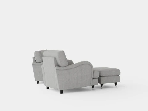 Howard Classic Sofa Group 3 5 Seater Armchair Footstool Gray 3D Model