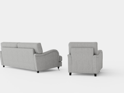 Howard Classic Sofa Group 3 5 Seater Armchair Footstool Gray 3D Model