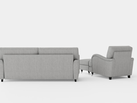 Howard Classic Sofa Group 3 5 Seater Armchair Footstool Gray 3D Model