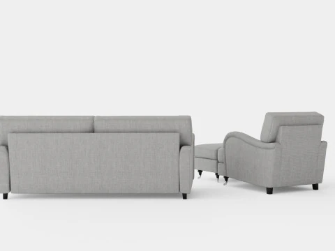 Howard Classic Sofa Group 3 5 Seater Armchair Footstool Gray 3D Model