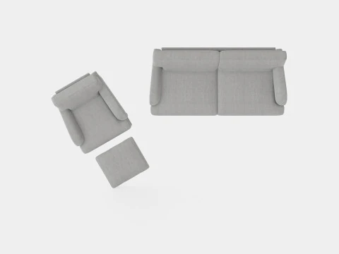 Howard Classic Sofa Group 3 5 Seater Armchair Footstool Gray 3D Model