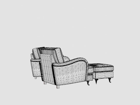 Howard Classic Sofa Group 3 5 Seater Armchair Footstool Gray 3D Model