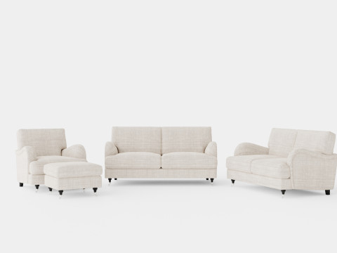 Howard Classic Sofa Group 3 Seater 2 Seater Armchair Footstool 3D Model