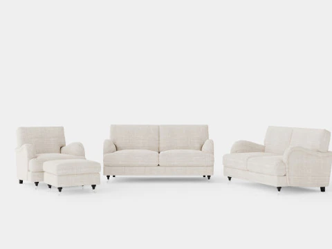 Howard Klasik Koltuk Grubu 3'l&uuml; 2'li Koltuk Tabure 3D Model