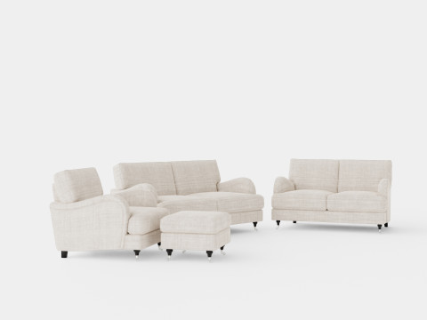 Howard Classic Sofa Group 3 Seater 2 Seater Armchair Footstool 3D 模型
