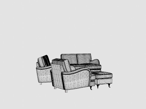 Howard Classic Sofa Group 3 Seater 2 Seater Armchair Footstool 3D 模型