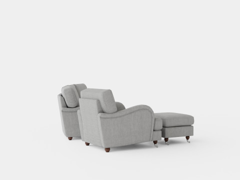 Howard Luxury Sofa Group Slung 4 Seater Armchair Footstool 3D Model