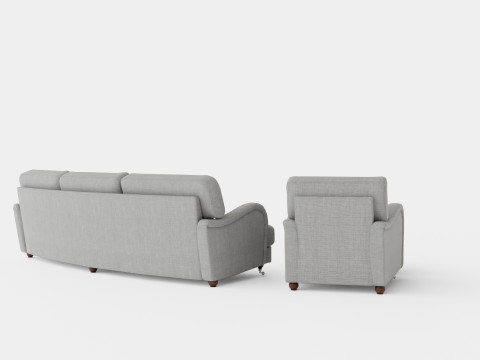 Howard Luxury Sofa Group Slung 4 Seater Armchair Footstool 3D Model