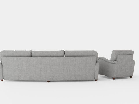 Howard Luxury Sofa Group Slung 4 Seater Armchair Footstool 3D Model