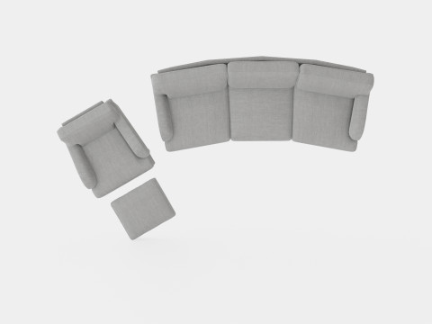 Howard Luxury Sofa Group Slung 4 Seater Armchair Footstool 3D Model