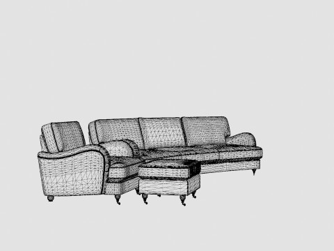 Howard Luxury Sofa Group Slung 4 Seater Armchair Footstool 3D Model