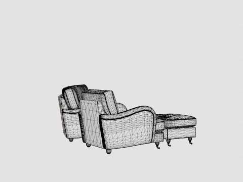 Howard Luxury Sofa Group Slung 4 Seater Armchair Footstool 3D Model