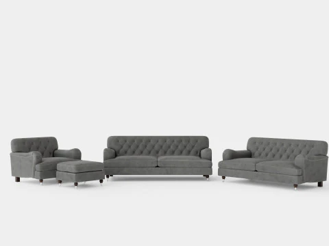 Howard Riviera divano gruppo 2 posti poltrona 3 posti poggiapiedi Modello 3D