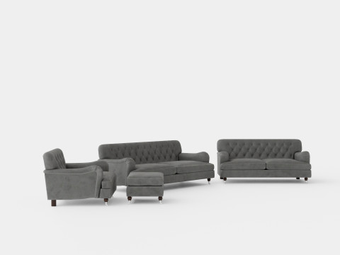 Howard Riviera Sofa Group 2 Seater 3 Seater Armchair Footstool 3D मॉडल