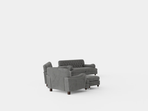 Howard Riviera Sofa Group 2 Seater 3 Seater Armchair Footstool 3D मॉडल