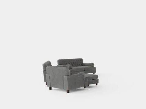 Sof&aacute; Howard Riviera Grupo 2 lugares Poltrona 3 lugares Repousa-p&eacute;s Modelo 3D