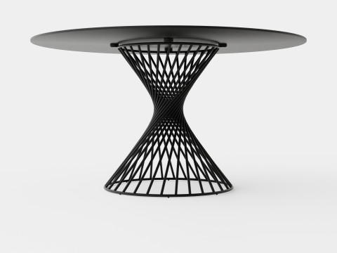 Iggy Dining Table Round Glass Gray 3D 模型