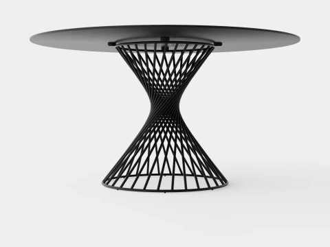 Table &agrave; manger Iggy ronde en verre gris Modèle 3D