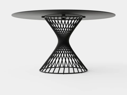 Iggy Dining Table Round Glass Gray 3D Model