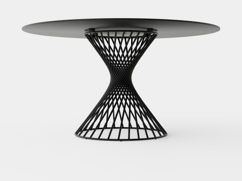 Iggy Dining Table Round Glass Gray Modelo 3D
