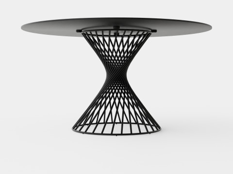 Iggy Dining Table Round Glass Gray Modelo 3D