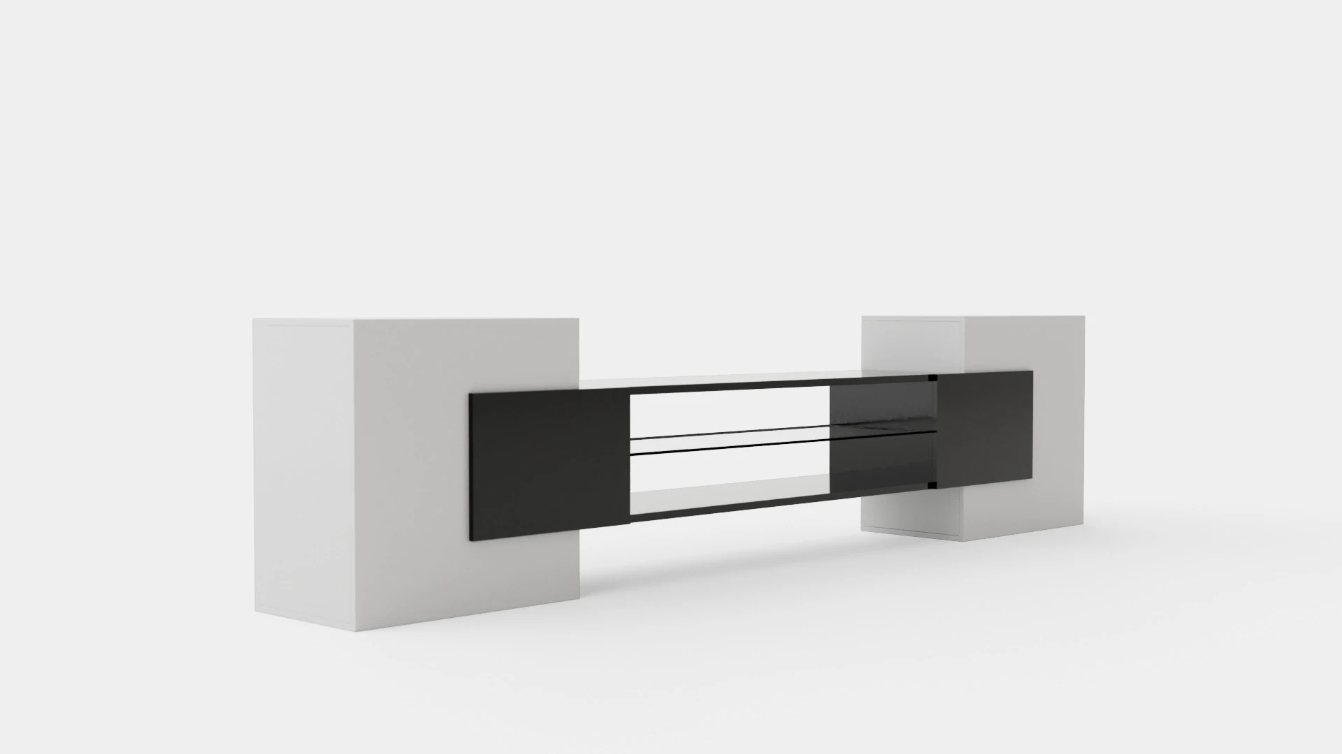 Incastro TV Bench White Black 3D Model .c4d .max .obj .3ds .fbx .stl .blend 
