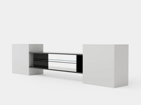 Incastro TV Bench White Black 3D Model