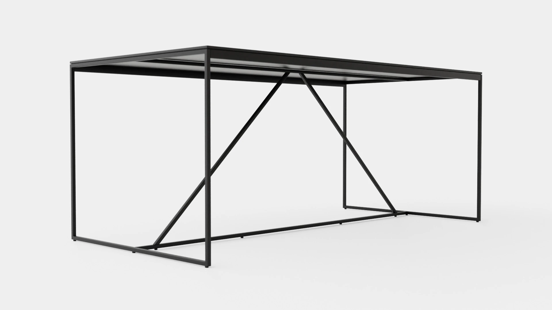Indy Dining Table Glass Metal 3D Model .c4d .max .obj .3ds .fbx .stl .blend 