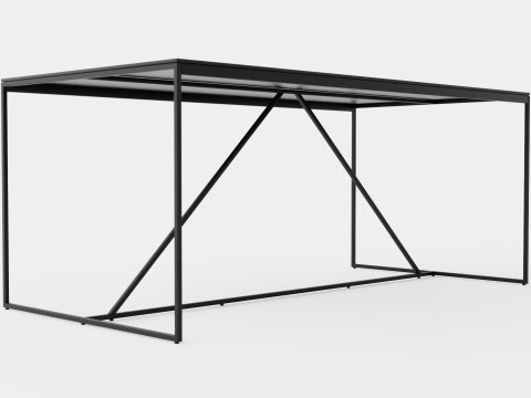 Indy Dining Table Glass Metal 3D Model