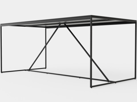 Indy Dining Table Glass Metal 3D Модель