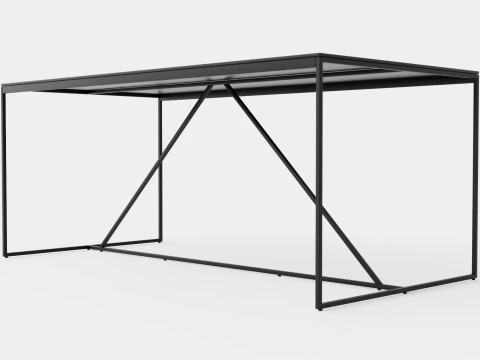 Indy Dining Table Glass Metal 3D Model