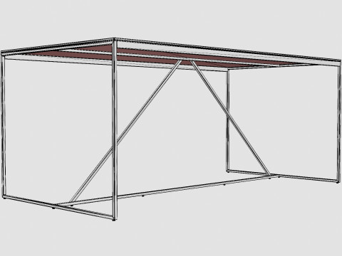 Indy Dining Table Glass Metal 3D Модель
