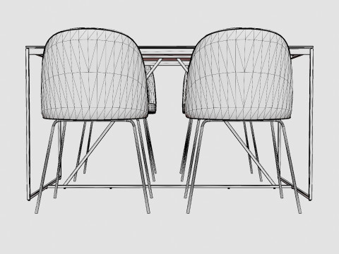 Indy Food Group With 4 Felipe Chair Velvet Black Gray Model 3D