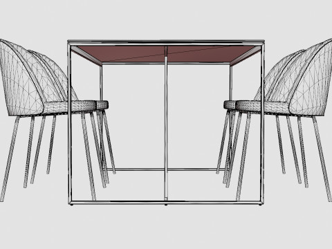 Indy Food Group With 4 Felipe Chair Velvet Black Gray Model 3D