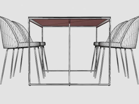 Indy Food Group With 4 Felipe Chair Velvet Black Gray 3D Model