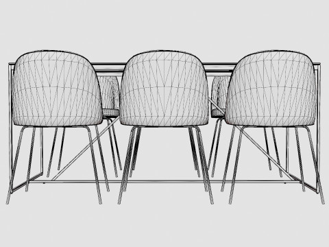 Indy Food Group With 6 Felipe Chair Velvet Glass Metal Gray 3D Model