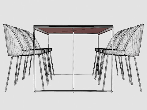 Indy Food Group With 6 Felipe Chair Velvet Glass Metal Gray 3D Model