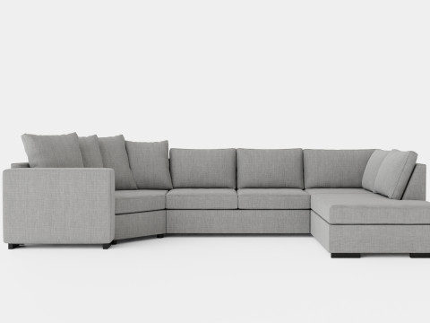 Kahnia Corner Sofa Cozy Corner With Chaise Lounge Right Light Gray 3D 모델