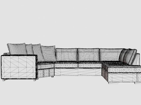 Kahnia Corner Sofa Cozy Corner With Chaise Lounge Right Light Gray 3D Model