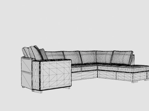 Kahnia Corner Sofa Cozy Corner With Chaise Lounge Right Light Gray 3D Model