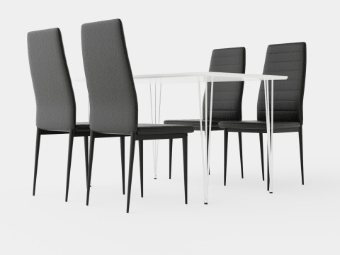 Kronblom Food Group With 4 Ted Chair 3D Model