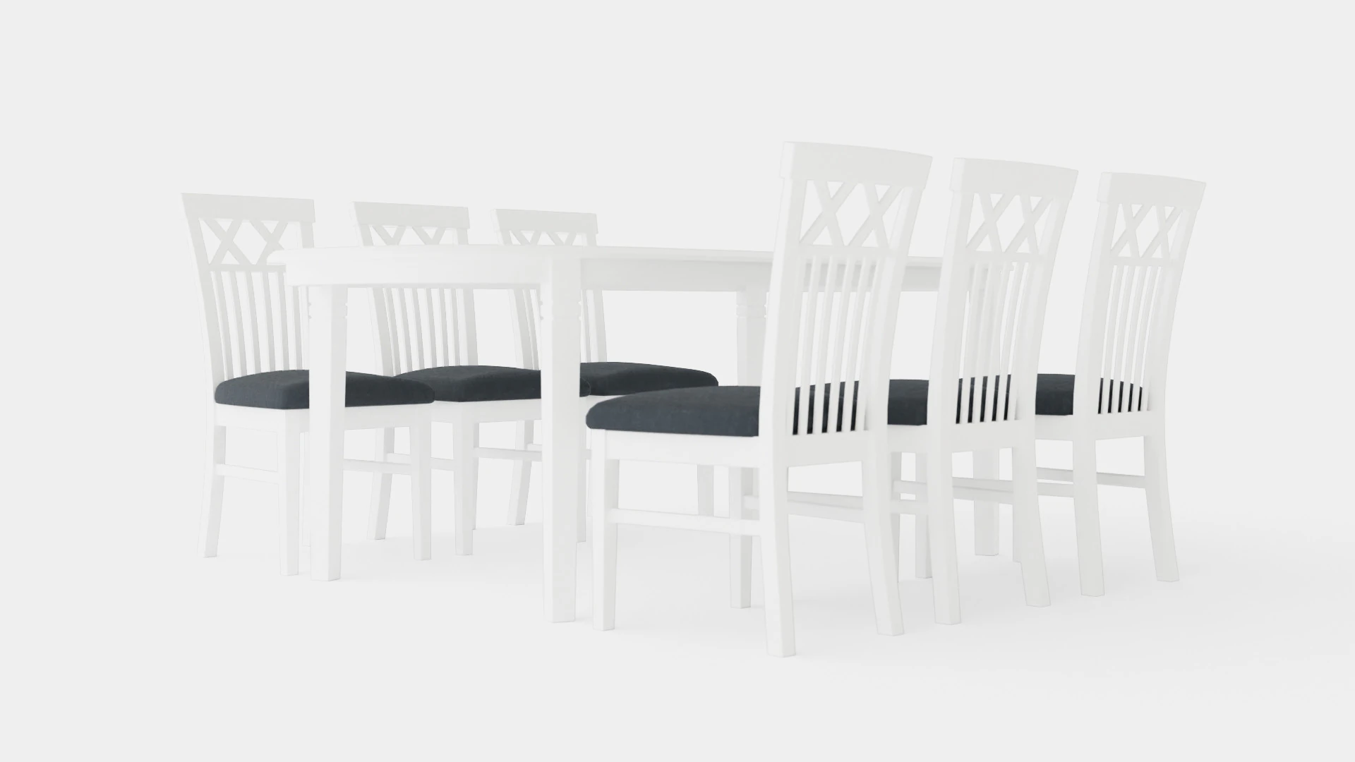Lake Island Dining Table With 6 Rebecka Chairs 3D Model .c4d .max .obj .3ds .fbx .stl .blend 