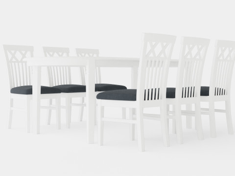 Lake Island Dining Table With 6 Rebecka Chairs Modello 3D