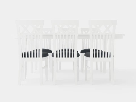Lake Island Dining Table With 6 Rebecka Chairs 3D Model