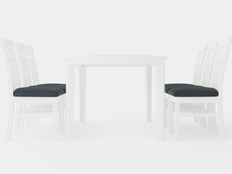 Lake Island Dining Table With 6 Rebecka Chairs 3D मॉडल