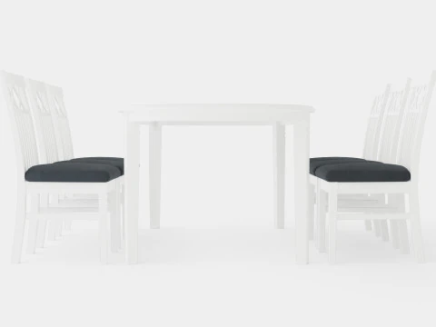 Lake Island Dining Table With 6 Rebecka Chairs 3D Model