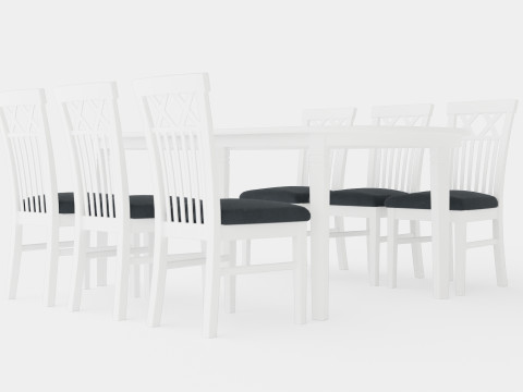 Lake Island Dining Table With 6 Rebecka Chairs 3D मॉडल