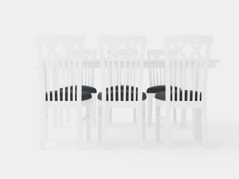 Lake Island Dining Table With 6 Rebecka Chairs 3D Model