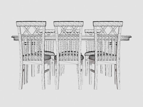 Lake Island Dining Table With 6 Rebecka Chairs 3D मॉडल