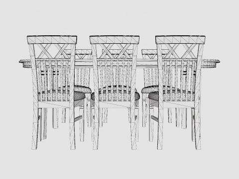 Lake Island Dining Table With 6 Rebecka Chairs 3D Model